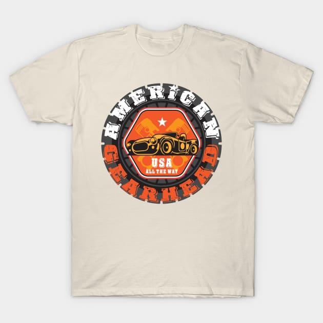 American Gearhead Orange T-Shirt by DavidLoblaw